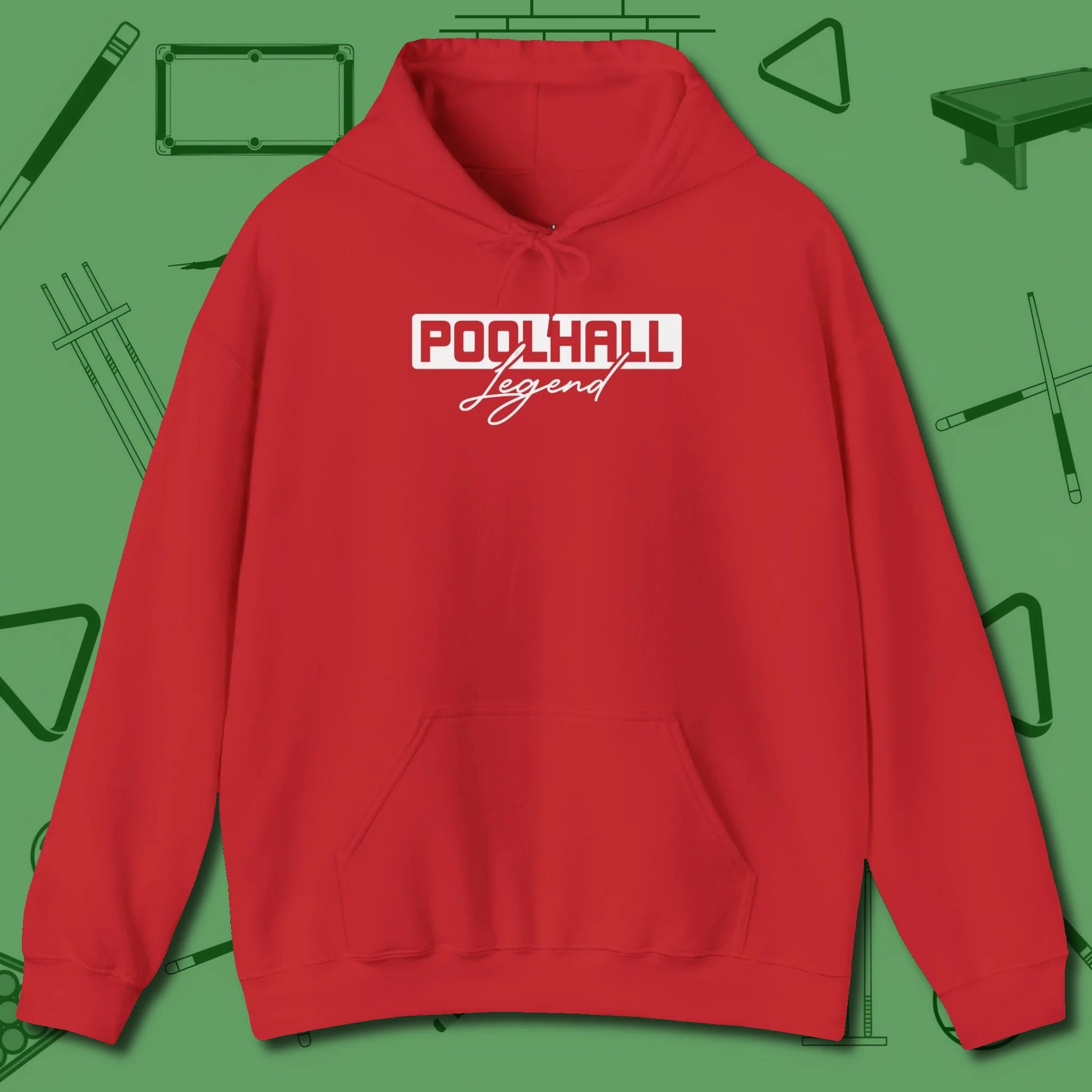 Hall Legend Hoodie, front view, in Red fashion with break-and-run energy