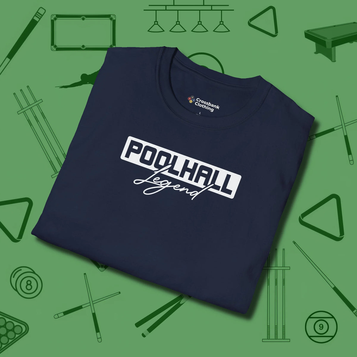 Hall Legend T-Shirt, folded view, in Navy designed for dead stroke and deadpan looks