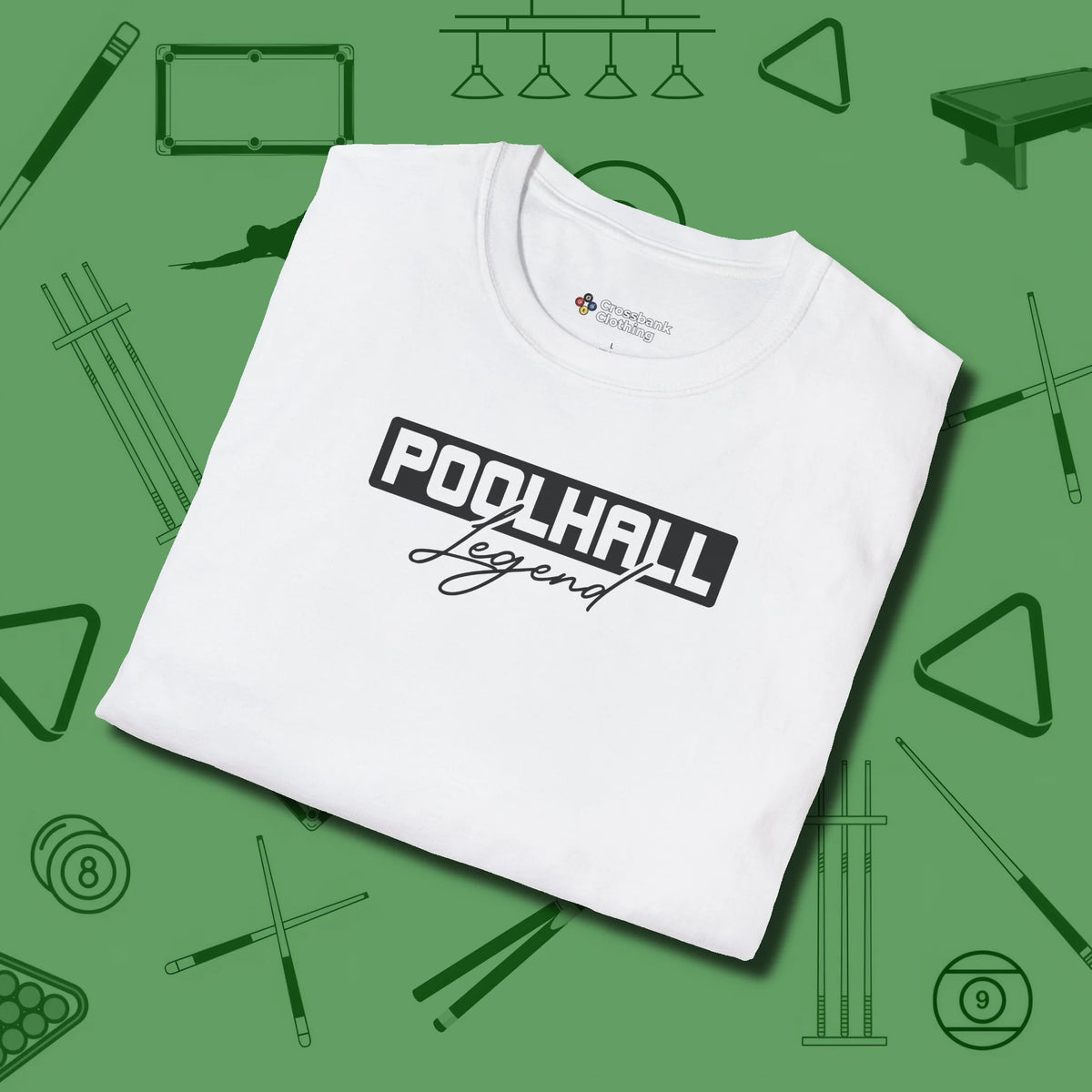 Hall Legend T-Shirt, folded view, in White break, run out, turn heads — repeat