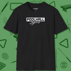 Hall Legend T-Shirt, front view, in Black poolroom style with tournament attitude