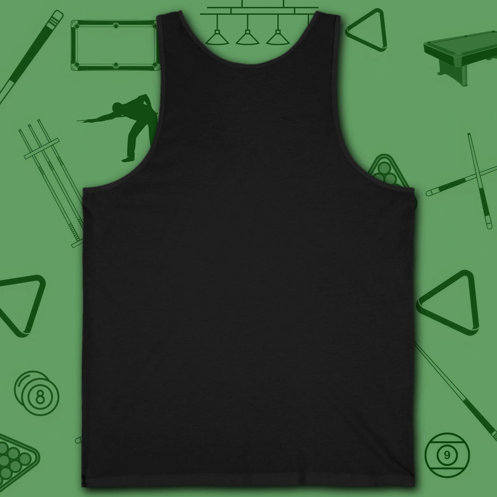 Poolhall Legend Tank Top, in Black color, billiards tank top, back view