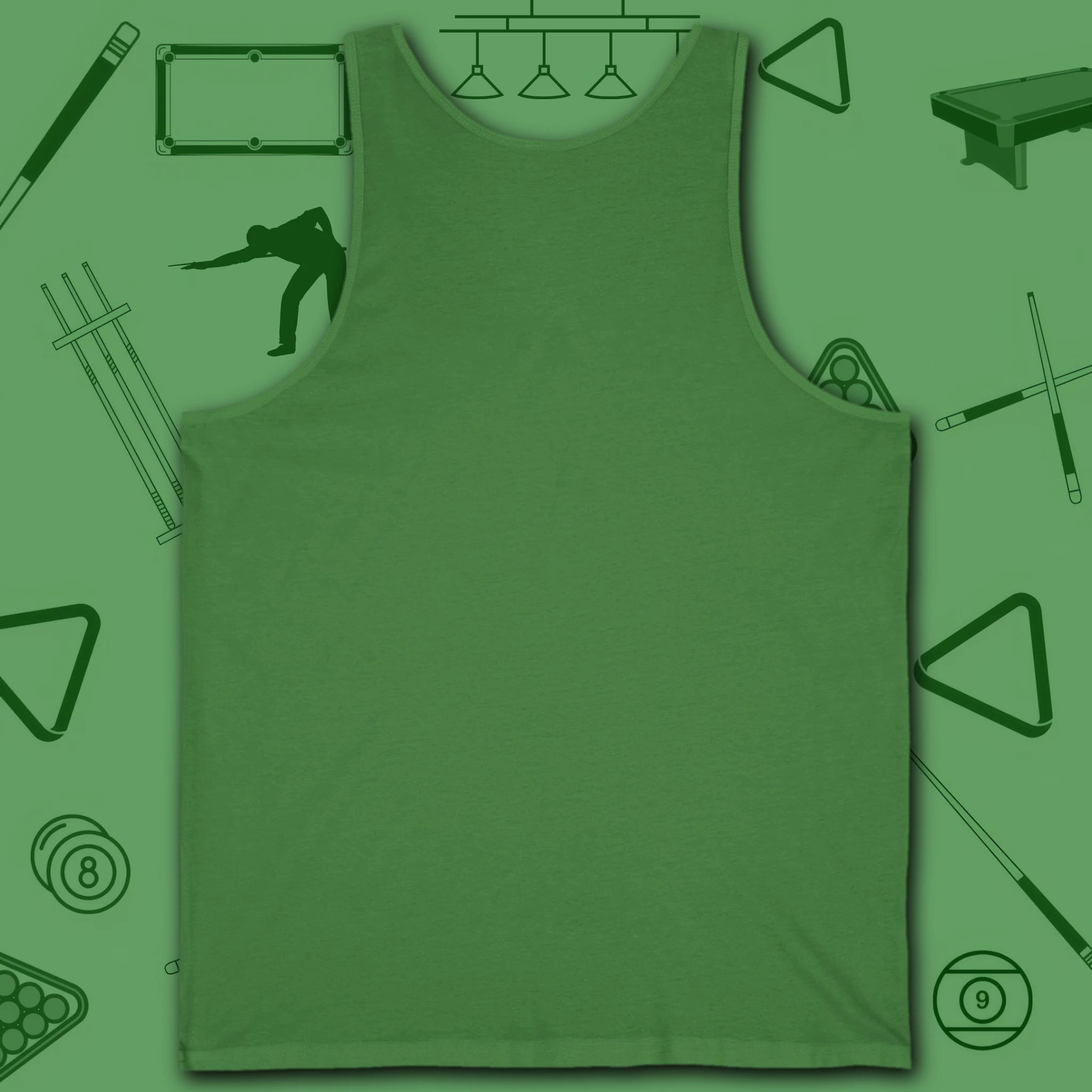 Poolhall Legend Tank Top, in Leaf color, billiards tank top, back view