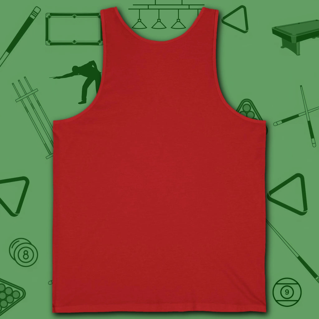 Poolhall Legend Tank Top, in Red color, billiards tank top, back view