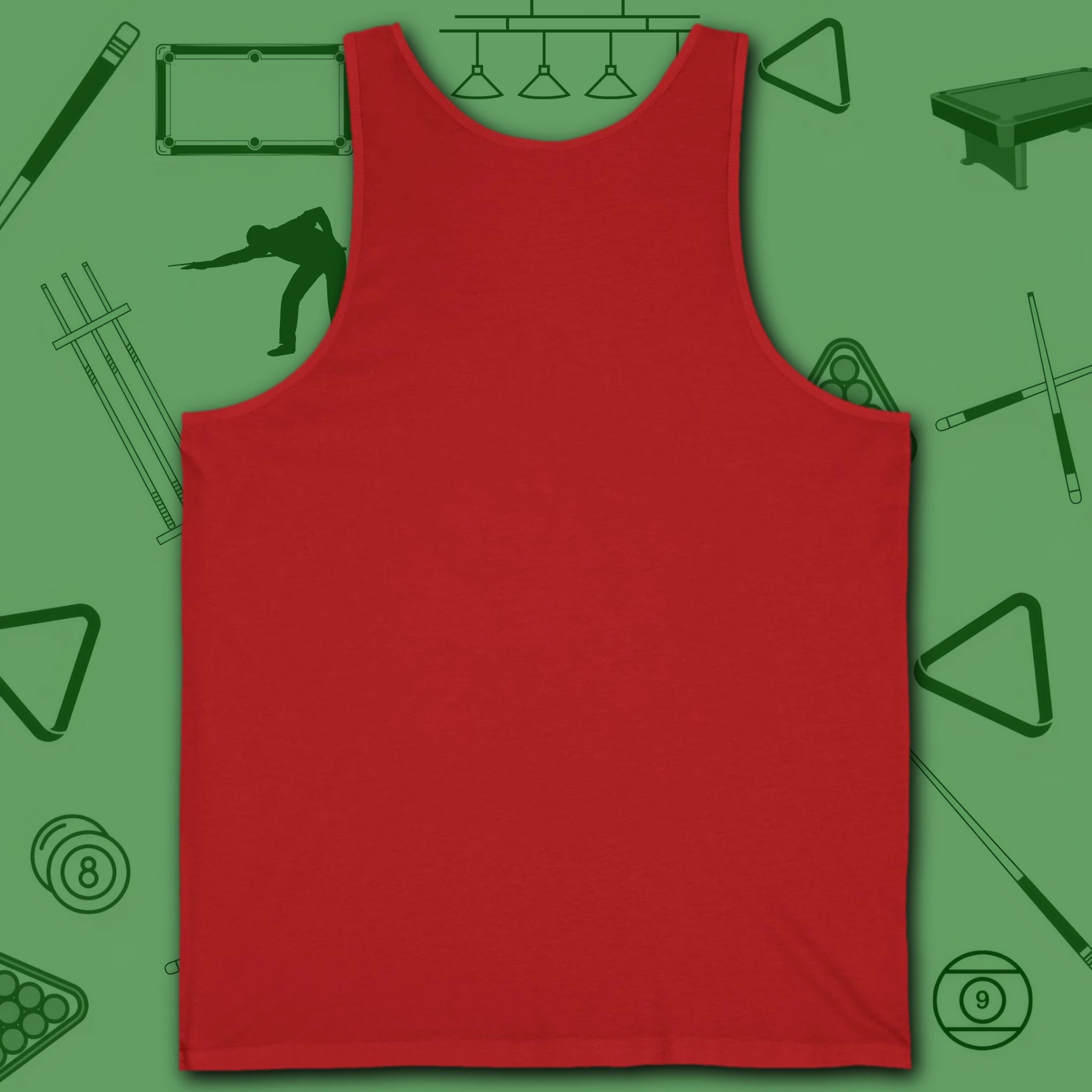 Poolhall Legend Tank Top, in Red color, billiards tank top, back view