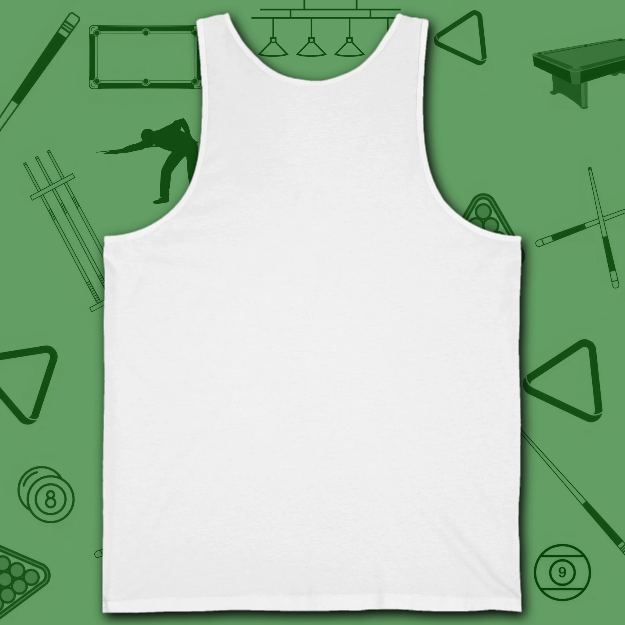 Poolhall Legend Tank Top, in White color, billiards tank top, back view