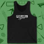 Poolhall Legend Tank Top, in Black color, billiards tank top, front view