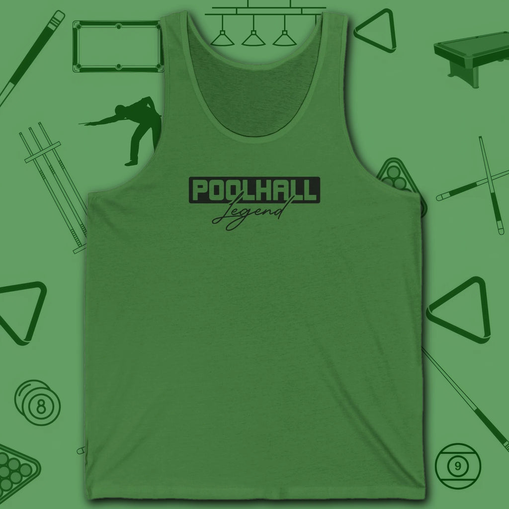 Poolhall Legend Tank Top, in Leaf color, billiards tank top, front view
