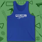 Poolhall Legend Tank Top, in True Royal color, billiards tank top, front view