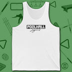 Poolhall Legend Tank Top, in White color, billiards tank top, front view