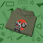 Hall Samurai Hoodie, folded view, in Military Green because the table is your battlefield