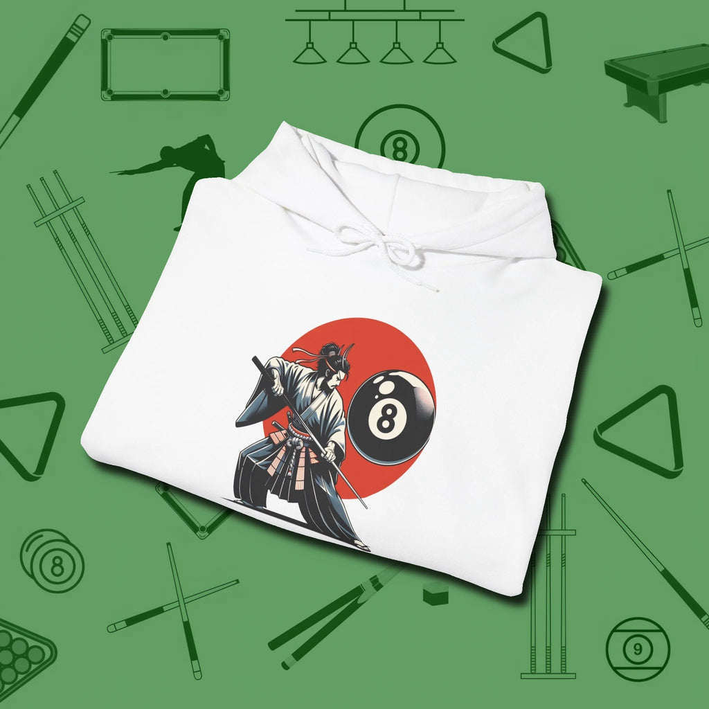 Hall Samurai Hoodie, folded view, in White break, run out, turn heads — repeat