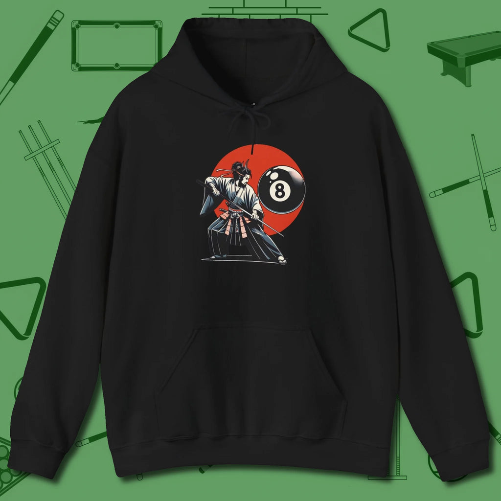 Hall Samurai Hoodie, front view, in Black for shooters who dress like they play: sharp