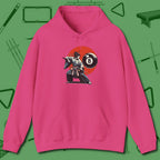 Hall Samurai Hoodie, front view, in Heliconia confidence stitched in every seam