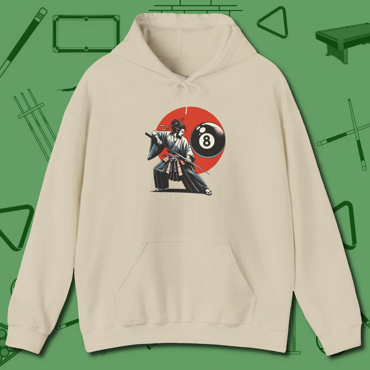 Hall Samurai Hoodie, front view, in Sand make every shot — and outfit — count