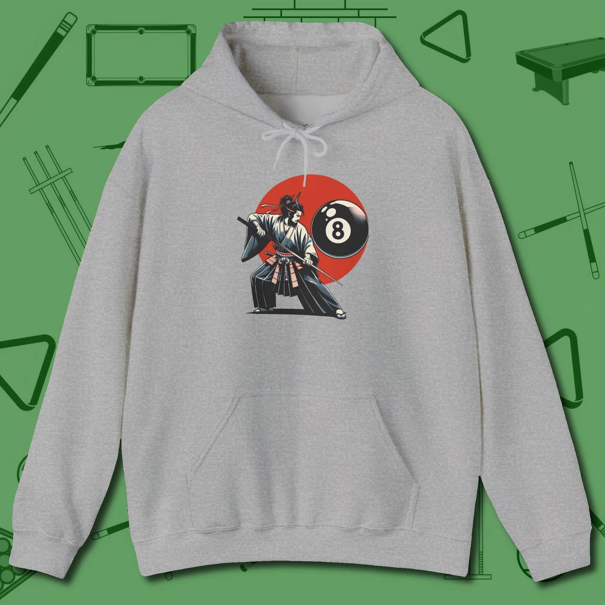 Hall Samurai Hoodie, front view, in Sport Grey break, run out, turn heads — repeat