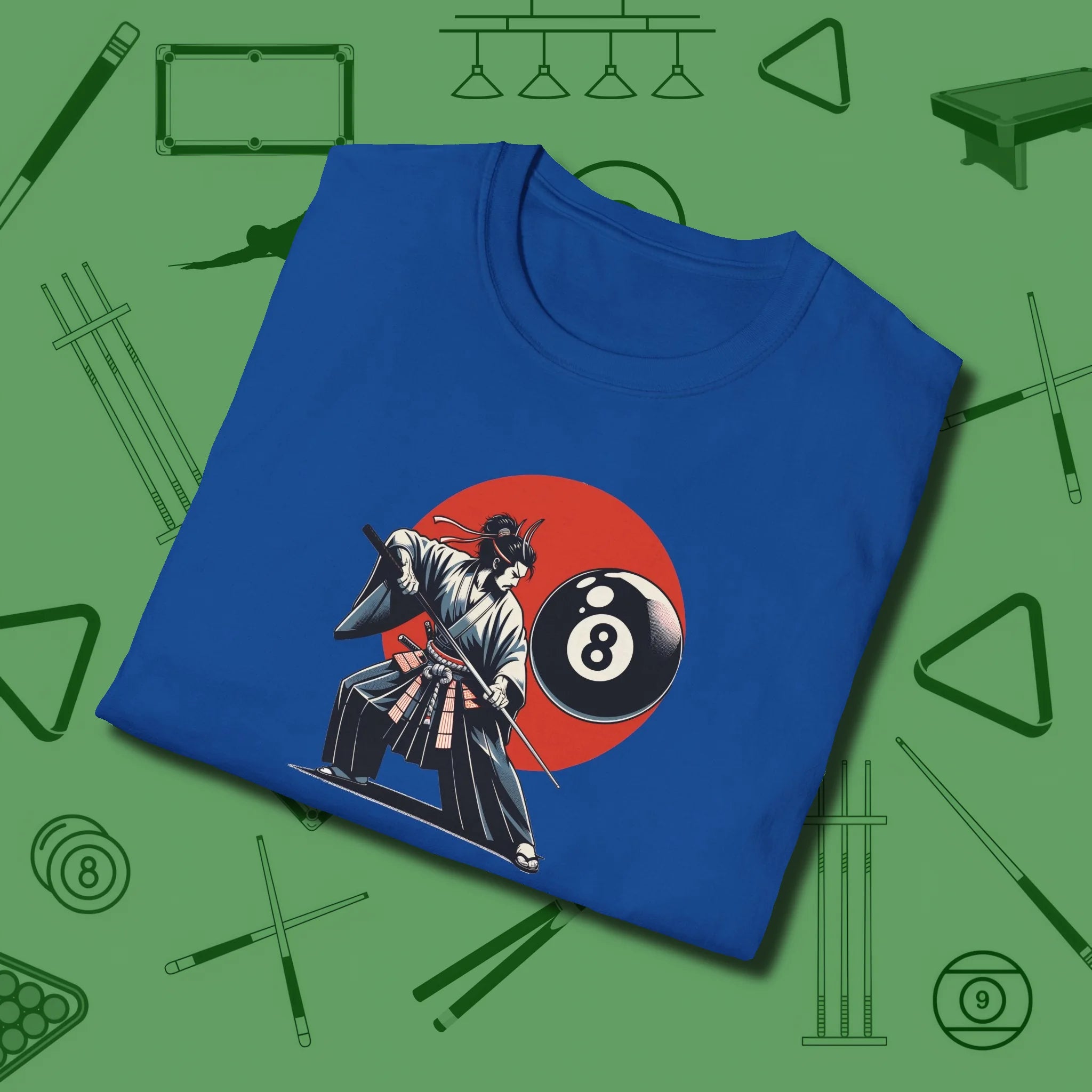 Hall Samurai T-Shirt, folded view, in Royal an extension of your pool persona