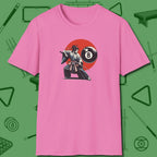 Hall Samurai T-Shirt, front view, in Azalea an extension of your pool persona