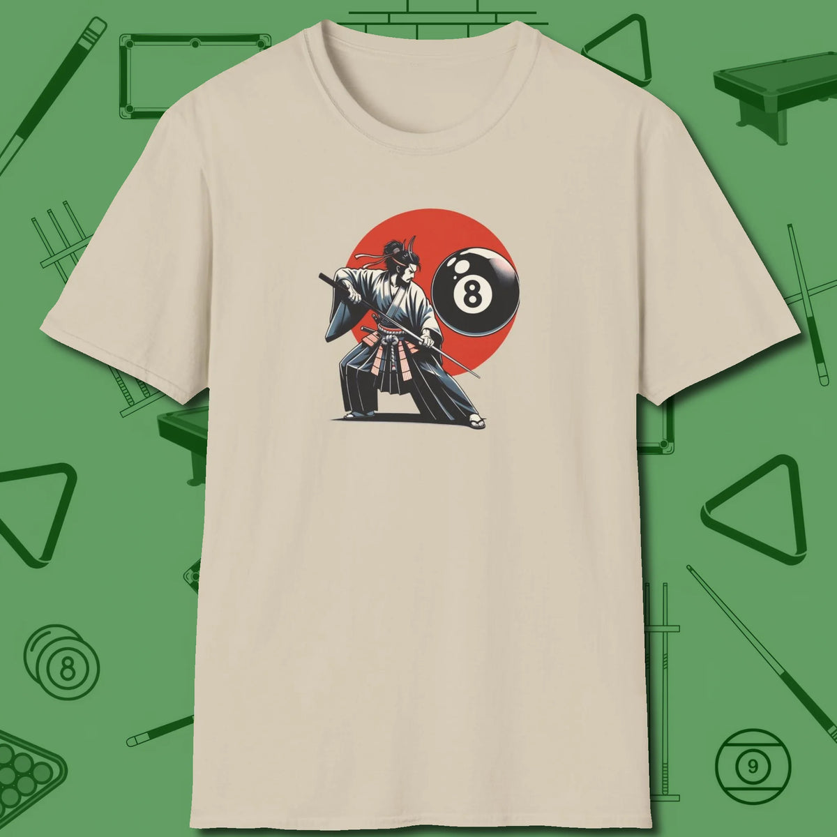 Hall Samurai T-Shirt, front view, in Sand strike fear with swagger and precision