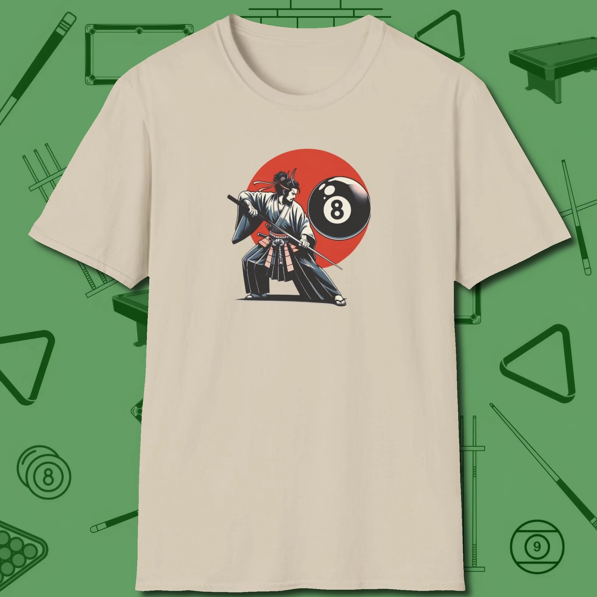 Hall Samurai T-Shirt, front view, in Sand strike fear with swagger and precision