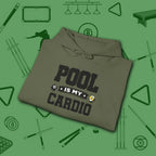Pool Is My Cardio Hoodie, in Military Green color, billiards hoodie, folded view