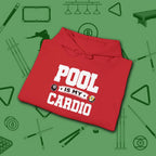 Pool Is My Cardio Hoodie, in Red color, billiards hoodie, folded view