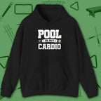 Pool Is My Cardio Hoodie, in Black color, billiards hoodie, front view