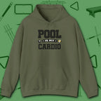 Pool Is My Cardio Hoodie, in Military Green color, billiards hoodie, front view