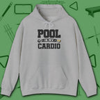 Pool Is My Cardio Hoodie, in Sport Grey color, billiards hoodie, front view