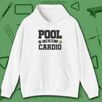 Pool Is My Cardio Hoodie, in White color, billiards hoodie, front view