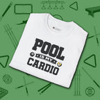 Pool is My Cardio T-Shirt, in White color, billiards shirt, folded view