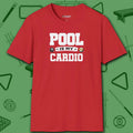 Pool is My Cardio T-Shirt, in Red color, billiards shirt, front view