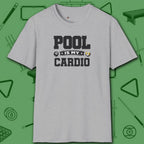 Pool is My Cardio T-Shirt, in Sport Grey color, billiards shirt, front view