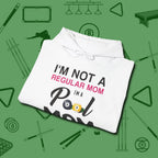 Mom Hoodie, folded view, in White not your average 8-ball graphic tee