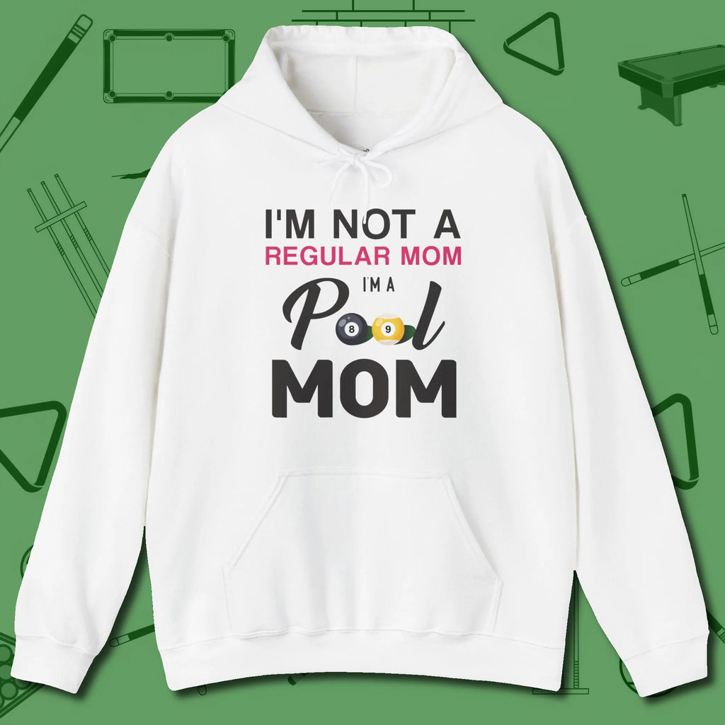 Mom Hoodie, front view, in White what the real shooters wear