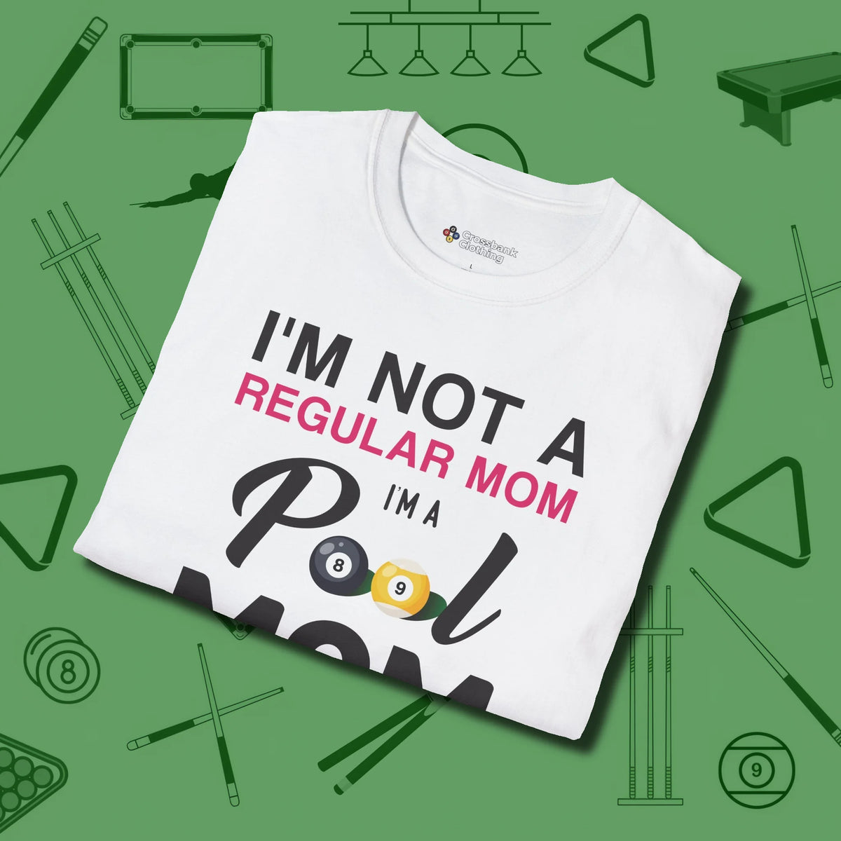 Mom T-Shirt, folded view, in White helps your stroke and your style