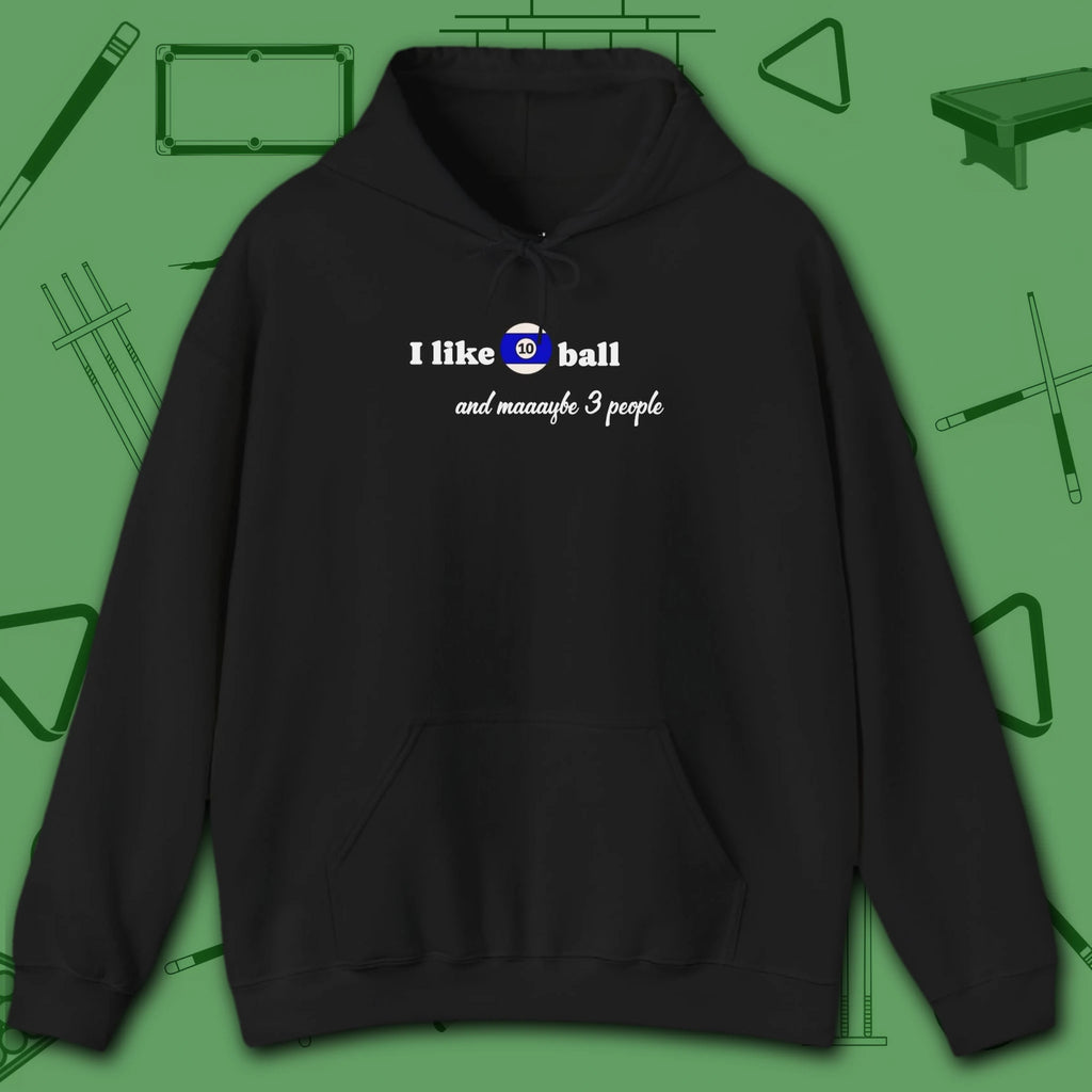 Pool Over People Hoodie, in Black color, billiards shirt, front view