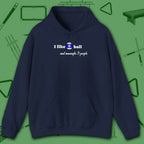 Pool Over People Hoodie, in Navy color, billiards shirt, front view