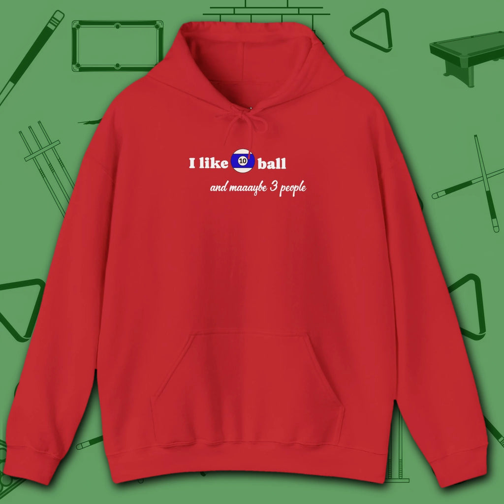 Pool Over People Hoodie, in Red color, billiards shirt, front view