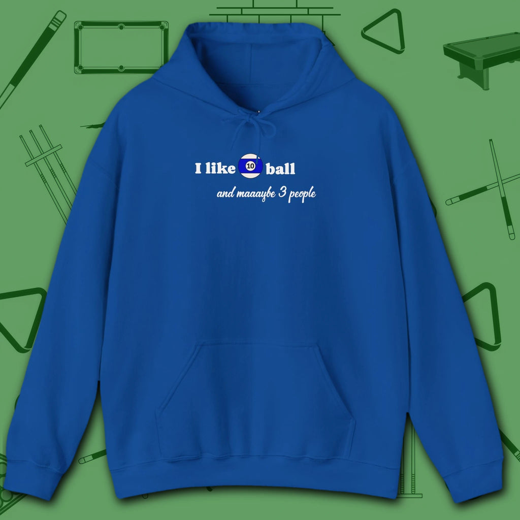 Pool Over People Hoodie, in Royal color, billiards shirt, front view