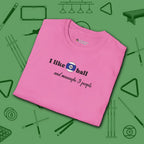 Pool Over People T-Shirt, in Azalea color, billiards shirt, folded view