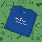 Pool Over People T-Shirt, in Royal color, billiards shirt, folded view