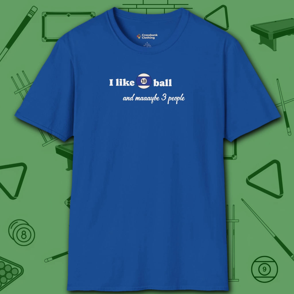 Pool Over People T-Shirt, in Royal color, billiards shirt, front view