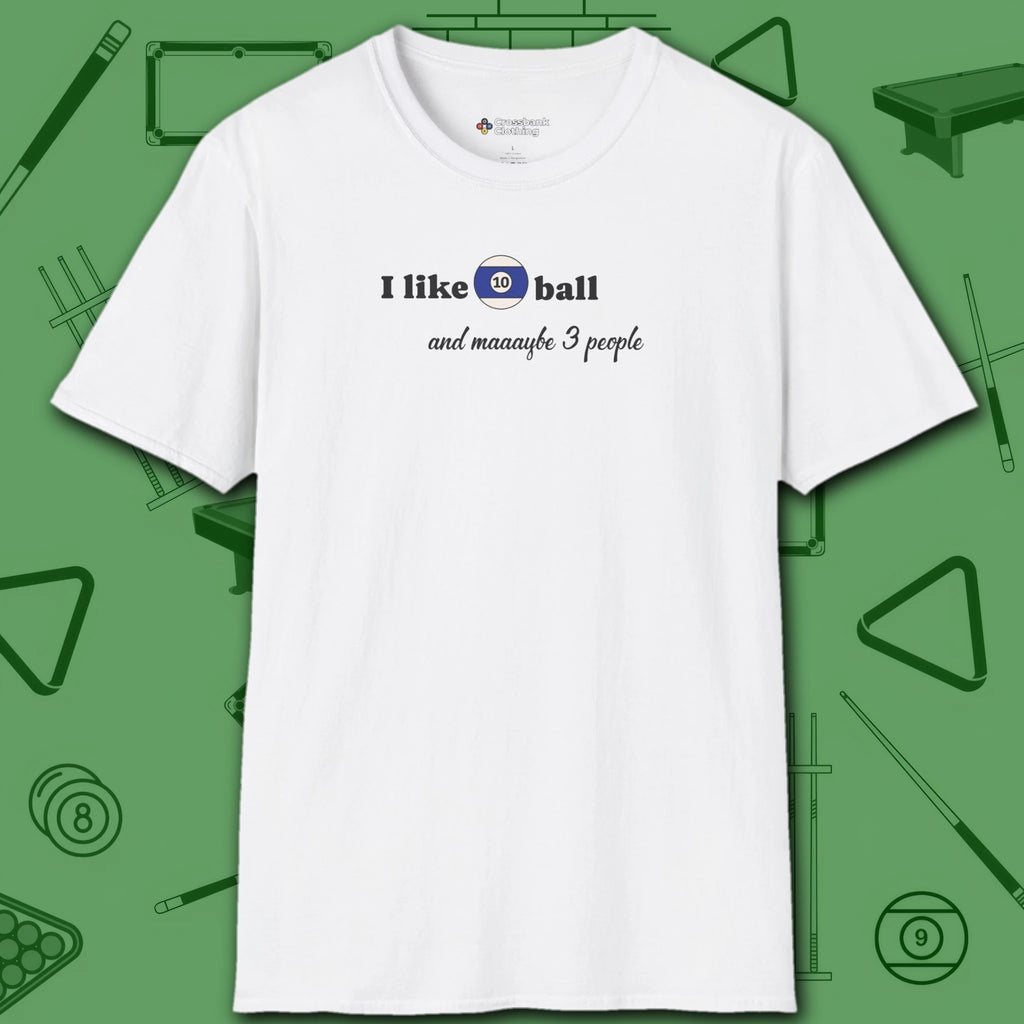 Pool Over People T-Shirt, in White color, billiards shirt, front view