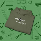 Pool Over People Hoodie, in Military Green color, billiards shirt, folded view