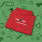 Pool Over People Hoodie, in Red color, billiards shirt, folded view