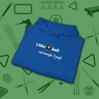 Pool Over People Hoodie, in Royal color, billiards shirt, folded view