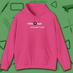 Pool Over People Hoodie, in Heliconia color, billiards shirt, front view
