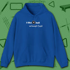 Pool Over People Hoodie, in Royal color, billiards shirt, front view