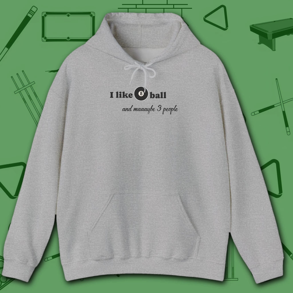 Pool Over People Hoodie, in Sport Grey color, billiards shirt, front view