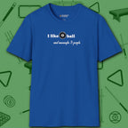 Pool Over People T-Shirt, in Royal color, billiards shirt, front view